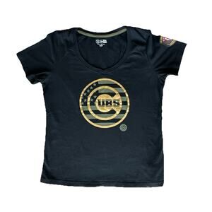 Chicago Cubs Womens Large Shirt Salute to Service New ERA MLB Cammo Black